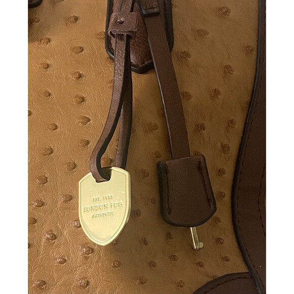Vegan “London Fog” Ostrich Leather Shoulder Tote Handbag Cream Color Excellent - Picture 10 of 10